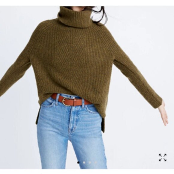 Madewell Turtleneck Sweater NWT Mercer Coziest Yarn Heather Moss New XXS - Picture 1 of 8
